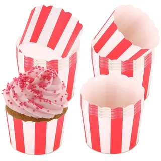 Muffinform Papier Muffinförmchen Cupcake Förmchen - 50 Stück Mini Muffins Papierförmchen Rote und Weiße Streifen, für Dessert Hochzeit Kinder Geburtstag Party Familienfeiern