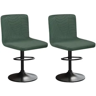 HuaLiSiJi Stretch Barhocker Stuhlhussen Bezüge Blattmuster Samt Bar Stuhlhussen, Einer Weichen Textur, Dehnbar Knitterfrei Waschbar Staubdicht für Hotel, Restaurant, Küche (2, Grün)