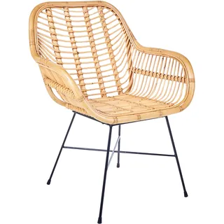 Beliani Rattanstuhl Rattan Beige/Schwarz