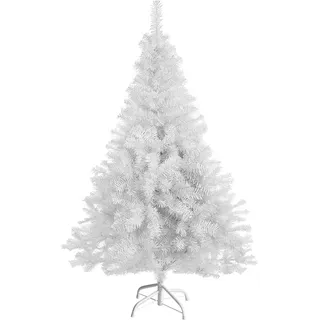 FCH 150cm Künstlicher Weihnachtsbaum mit 350 Spitzen PVC, Tannenbaum mit ständer, Weiß - Weiß