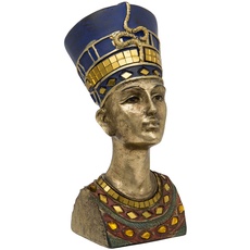 Maturi Goldbüste Nofretete, die königliche Frau von Echnaton, freistehender Kopf, 18 cm, Mehrfarbig