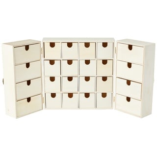 Artemio 14002225 Adventskalender zum Dekorieren Triptique Holz 55 x 6,5 x 28 cm