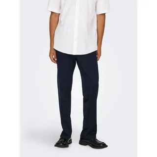 Stoffhose ONLY & SONS "ONSMARK REGULAR 0209 PANT", Herren, Gr. 34, Länge 32, blau (night sky), Web, Obermaterial: 64% Viskose, 31% Polyester, 5% Elasthan, unifarben, regular fit normal, Hosen Stoffhose
