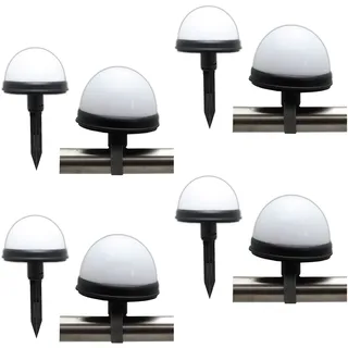 8er Set LED Solarleuchte Geländer Zaun | Solar Lampe Kugelleuchte | Gartenlampe Außenleuchte | Solarlampe Garten |  Solarkugel Kunststoff