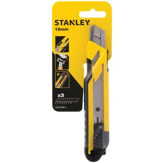 Stanley Cutter „Comfort Cut“ STHT10266-0 (18 mm Klingenbreite, mit Klingenschieber & Edelstahl-Klingenführung, integrierter Klingenbrecher, inkl. 3 Abbrechklingen)