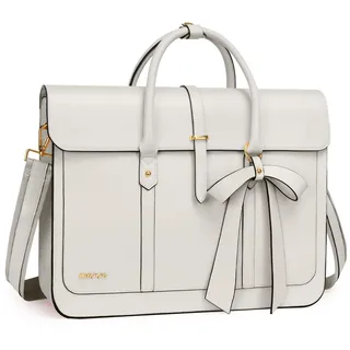 MOSISO Laptoptasche Damen 15,6 Zoll, PU Leder Handtasche Schultasche