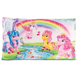 NICI Kissen Lissy PONY Einhorn 43x25cm Bunt - Flauschiges NICI Kuschelkissen für Kinder & Erwachsene, Kinderkissen für Zuhause, Kindergarten oder unterwegs - 49980