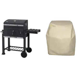 Tepro Grillwagen Toronto Click Holzkohlegrill, Anthrazit/Edelstahl & Abdeckhaube passend für Tepro Toronto (NICHT für XXL) Holzkohlengrill, Beige