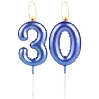 Funkelnde dunkelblaue Zahlenkerze zum 30. Geburtstag, Perlblau Zahl 30, Kuchenkerze, Geburtstagskuchenaufsatz, Cupcake-Dekoration, Mädchen, Jungen, Hochzeitstag