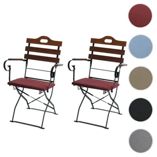 2er-Set Biergartenstuhl HWC-J40, Klappstuhl Gartenstuhl, Gastronomie-Qualität Akazie ~ braun, Polste