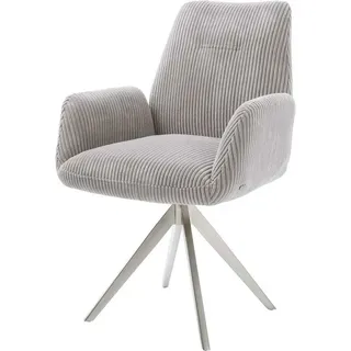 DeLife Esszimmerstuhl Zoa-Flex Cord Silbergrau Kreuzgestell kantig Edelstahl Taschenfederkern