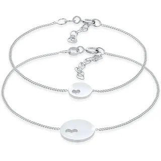 Elli Plättchen Herz Mutter Kind Set 925 Silber Armbänder & Armreife Damen