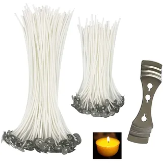100 Stück Flachdocht Kerzendocht für Kerzenherstellung, Kerze DIY Vorgewachste Dochte 2 Größe (90 mm und 150 mm)