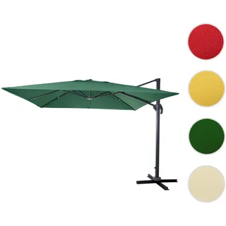 Gastronomie-Ampelschirm HWC-A96, Sonnenschirm 3x3m (Ø4,24m) Polyester Alu/Stahl 23kg ~ dunkelgrün oh