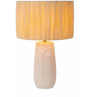 Tischleuchte Keramik Papier Weiß Beige 56 cm E27 Nachttischlampe Schlafzimmer