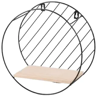 Urban Living Modern Spirit Wandregal, rund, Holz und Metall, Schwarz & Weiß, D29 x H 13 cm