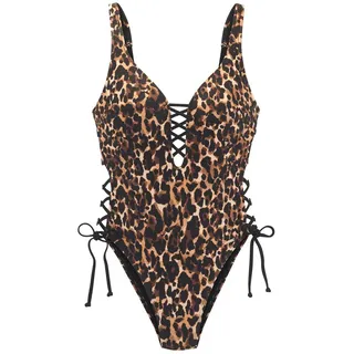 Bruno Banani Badeanzug Damen leo bedruckt Gr.38 Cup A/B