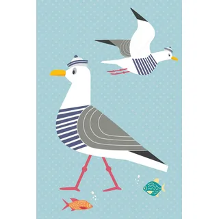 queence Acrylglasbild »Möwen und Fische« Strand   Strandbilder   Vogelbilder   Vögel   Wassertiere Fine Art-Print in Galeriequalität, bunt