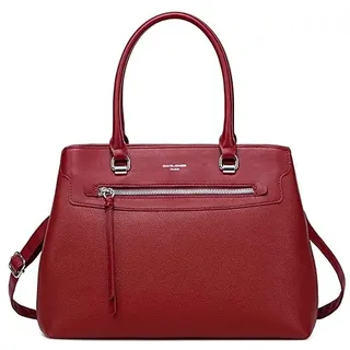 David Jones - Damen Handtasche Elegante - Henkeltasche PU Leder - Stilvolle Schultertasche Shopper Tasche Frau - Klassische Tote Bag Viele Fächer & Taschen - Umhängetasche Alltag Arbeit - Rot