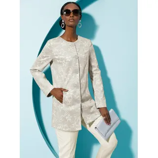 Jackenblazer CREATION L "Gehrock", Damen, Gr. 40, hellgrau, champagner, bedruckt, 90% Polyester, 10% Elasthan, Blazer Jackenblazer