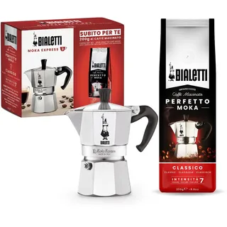 Moka Express 3 Tassen silber inkl. Perfetto Moka Classico 250 g
