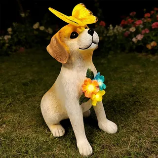 Solar-Hunde-Gartenstatuen, Dekoration, Outdoor-Feenhunde-Figuren, Zubehör, Dekorationen mit LED-Lichtern, Zuhause, Terrasse, Balkon, Hof, Rasen, Ornamente, einzigartige Thanksgiving-Geschenke für