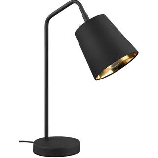 Reality Leuchten Tischleuchte Buddy R51721032, Metall Schwarz matt, Schirm Stoff Schwarz/Goldfarbig, exkl. 1x E27