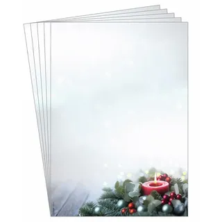 Sigel DP640 Briefpapier Weihnachten "Candelight Cheer" A4, 100 Blatt, aus nachhaltigem Papier, Weihnachtsbriefpapier, Einladung, Menükarte