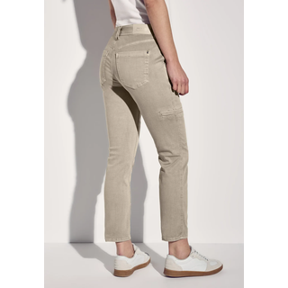 Cargojeans STREET ONE, Damen, Gr. 28, Länge 28, beige (beige washed), Denim/Jeans, Obermaterial: 81% Baumwolle, 17% Polyester, 2% Elasthan, unifarben, loose fit lang, Jeans Cargojeans, mit Stretch