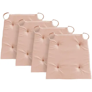Traumnacht Stuhlkissen Basic 4er Set, mit einem Baumwollbezug, 40 x 42 x 5 cm, Rose, Öko-Tex Zertifiziert, produziert nach deutschem Qualitätsstandard