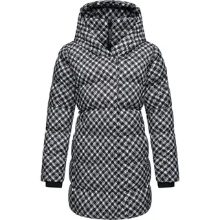 Ragwear Steppmantel Niara Print«, Damen, Wintermantel mit angesagtem Hahnentritt Muster schwarz