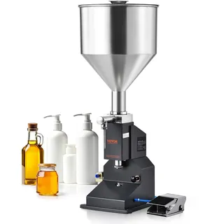 Vevor 5–50ml Abfüllmaschine Manuell Flüssigkeitsabfüllmaschine aus lebensmittelechtem Edelstahl 304 Silikon PTFE kompatibel mit 500-W-Luftkompressor Filling Machine Zum Abfüllen von Honig Öl Essenz