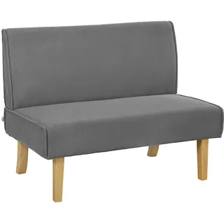 Homcom Sofa, Couch mit Cord-Optik, Holzbeine, Gepolsterter Polstersofa, Doppelsofa für Schlafzimmer, Wohnzimmer, 110 x 62 x 85 cm, Grau Textil, 110x85x62 Sofas - Couches, Sofas, 2-Sitzer Sofas