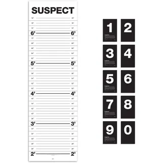 Suck UK Mugshot Messlatte für Kinder und Erwachsene, für Partys und Fotoautomaten, Weiß/Schwarz