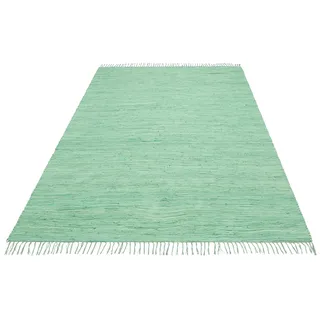Teppich OTTO HOME "Paul" Gr. 1, grün (mint), B:60cm H:5mm L:120cm, Baumwolle, Teppiche, Teppich, Wendeteppich, Uni, handgewebt, mit Fransen, reine Baumwolle, Läufer