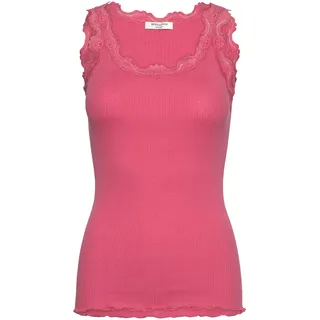 Spitzentop ROSEMUNDE "Babette Silk Top mit Seide", Damen, Gr. S, rapture rose, Feinstrick, Obermaterial: 70% Seide, 30% Baumwolle, körpernah hüftbedeckend, Rundhals, Tops Spitzentop, Vintage-Spitzenbesatz, mit Rundhalsausschnitt, hoher Seidenanteil