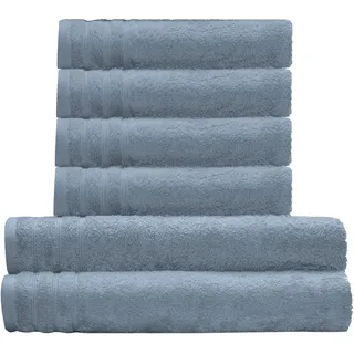 Kleine Wolke Handtuch Set »Royal, 6 Stück (4 Handtücher 50/100 cm + 2 Duschtücher 70/140 cm)« Set 6 Stk. Frottier Uni Farben, mit Bordüre, weich, in verschiedenen Sets erhältlich, blau