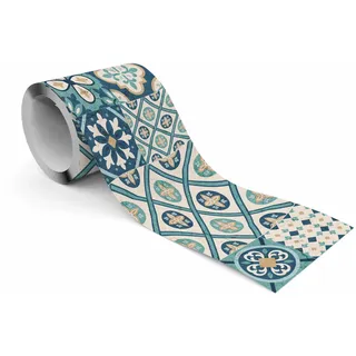 Muralo Selbstklebende Bordüre Tapetenbordüre bunte Mosaik Abstraktion Wandtattoo 10 cm X 300 cm X 300 cm