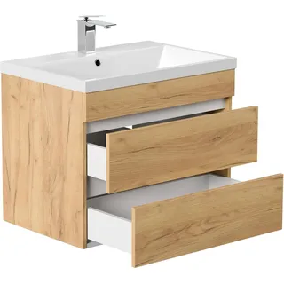 Posseik Badmöbel Fellini 70 SoftClose mit Grifflosen Schubladen Eiche Gold