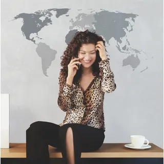 Komar Deco-Sticker | WORLD | 50 x 70 cm | Wandtattoo, Wandbild, Wandsticker, Wandaufkleber, Walltattoo, Weltkarte, Karte, Landkarte, Welt -17021h