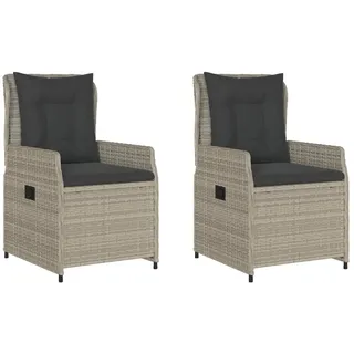 vidaXL Gartensessel 2 Stk. Verstellbar Hellgrau Poly Rattan - Grau