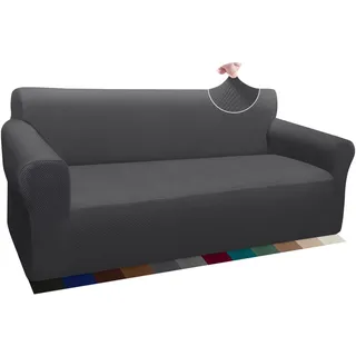 Granbest Thick Sofabezug Stylish Pattern Sofaüberzug für Sofa Stretch Elastische Jacquard Sofahusse Couchhusse mit Armlehne für Wohnzimmer Anti-Rutsch (3 Sitzer, Grau)