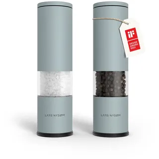 LARS NYSØM Salz und Pfeffermühle Set Manuell mit einstellbarem Keramikmahlwerk I Edelstahl Pfeffermühle und Salzmühle I Design Gewürzmühlen Set (2 Stück) (Sky Blue)