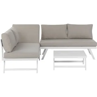 BELIANI Gartenset Taupe Aluminium Polyester 5-Sitzer 2 Sofas und Tisch Einstellbare Rückenlehne Terrasse Garten Outdoor Modern - Grau, Weiß