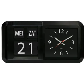 Fysic FK850 - Demenzuhr / große analoge Wanduhr mit Zeit, Tag und Datum, weiß - Schwarz