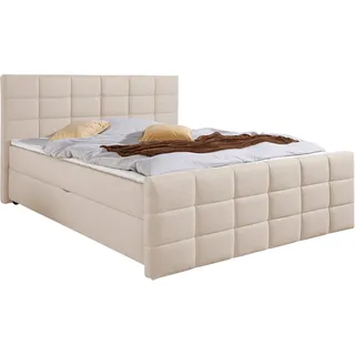 Boxbett HOME AFFAIRE, beige, creme, B:207cm L:220cm, Komplettbetten, Boxbett, Boxbett mit Bettkasten und Fußteil, inkl. Topper