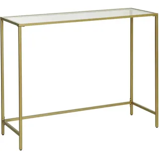 Vasagle Konsolentisch Hartglas 35 cm x 100 cm x 80 cm Gold