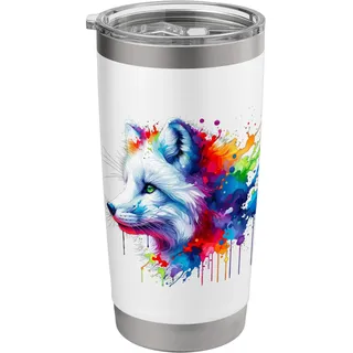 Splash Art Arktischer Fuchs Füchse Doppelwandiger Edelstahl-Thermobecher