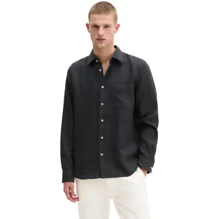 Leinenhemd MARC O'POLO, Herren, Gr. M, N-Gr, schwarz, Web, Obermaterial: 100% Leinen, Manschette, Hemden Leinenhemd, im klassisch cleanen Look