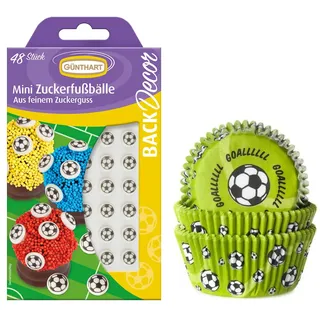 Guenthart Fußball-Backset, Zuckerdekoration, Fußbälle, Muffinförmchen, Fußball-Muffins, Sieger-Cupcakes